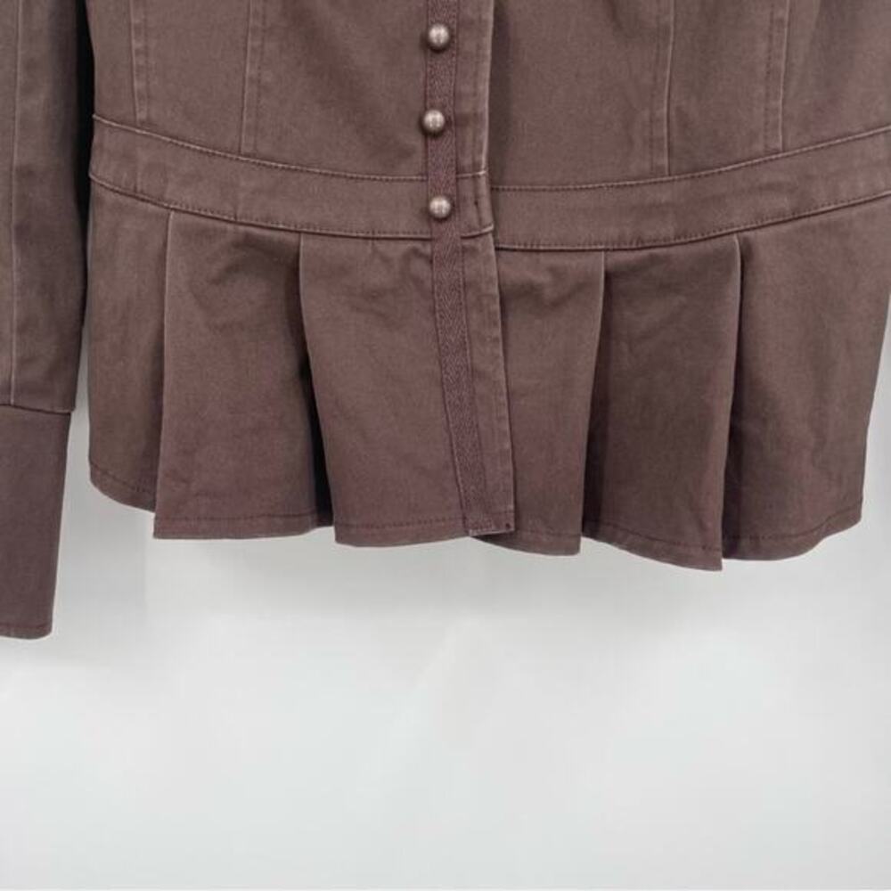 Boston Proper Brown Blazer Peplum Pleated Size 8 - Picture 2 of 13